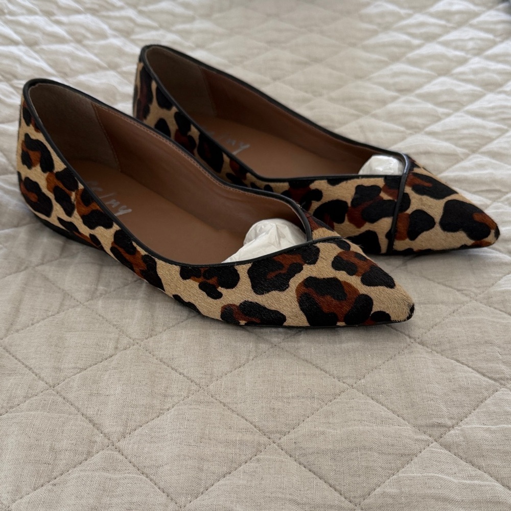 French Sole Calf Hair Leopard Print Flats